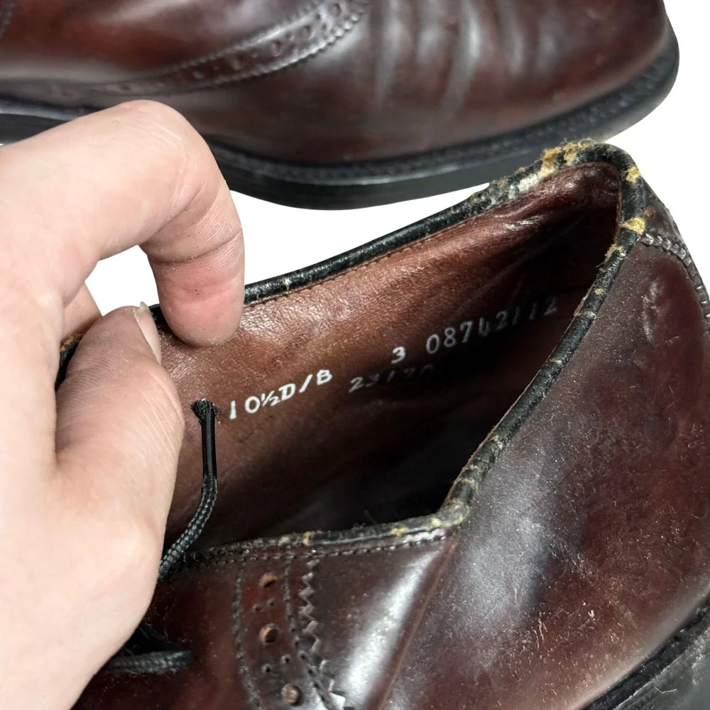Allen Edmonds Sanford Oxford Shoes Mens 10.5 D Burgundy Leather Wingtip Brogue